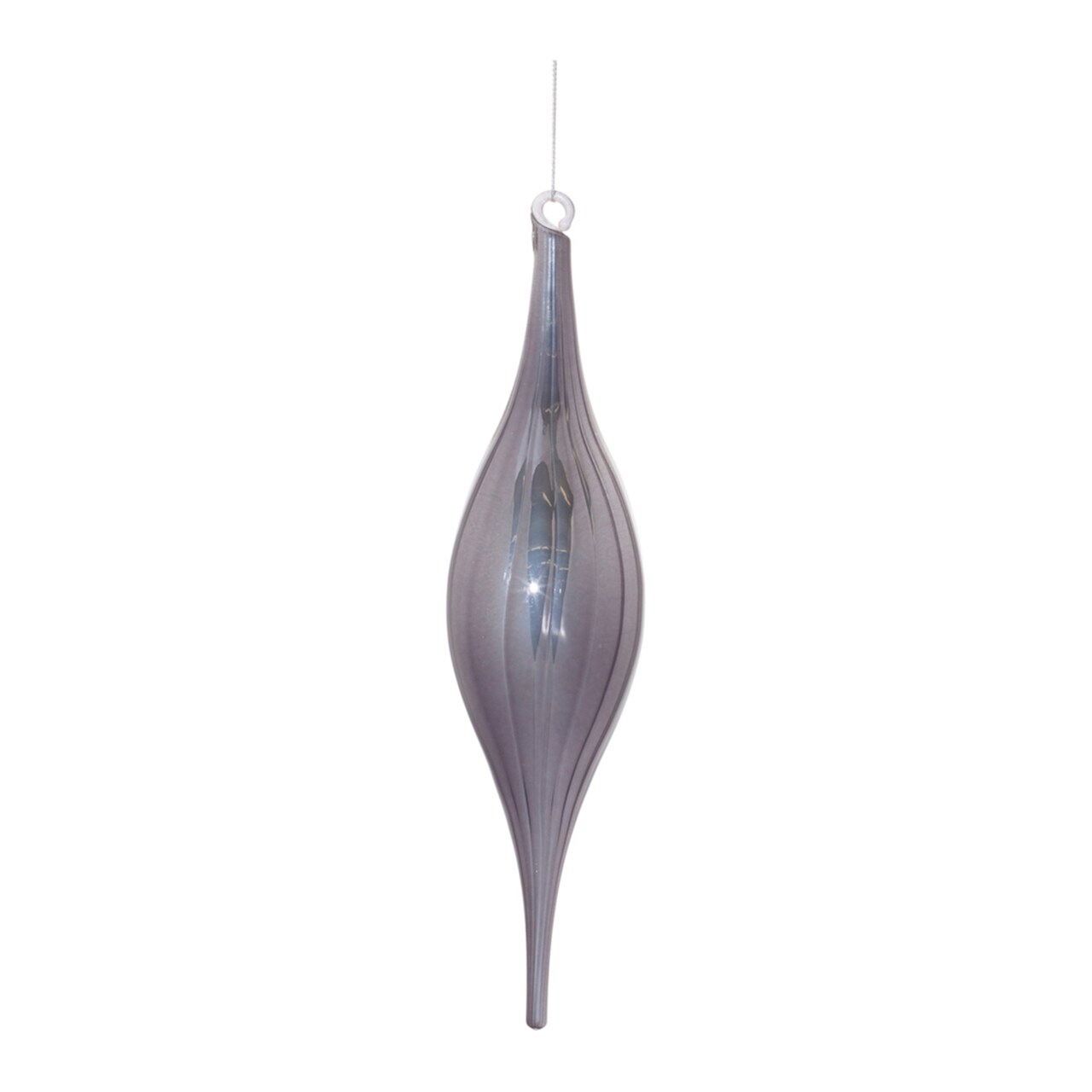 Melrose Ribbed Drop Glass Christmas Ornaments - 10.5" - Gray - 6ct